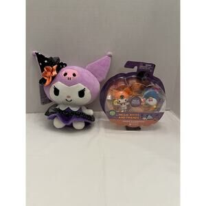 Lot Of 2 Halloween Kuromi Plush & Hello Kitty 2 Figure Pack Kuromi Tuxedosam
